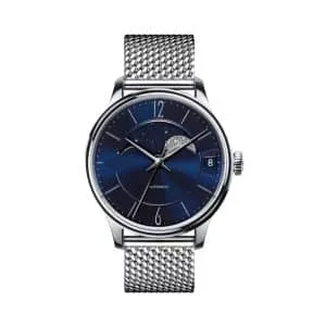 Star Movement Fashion Steel Watch, Leather Strap Sapphire Glass Watch