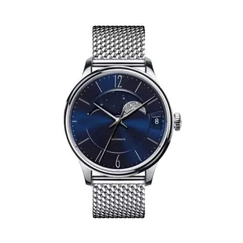 Star Movement Fashion Steel Watch, Leather Strap Sapphire Glass Watch