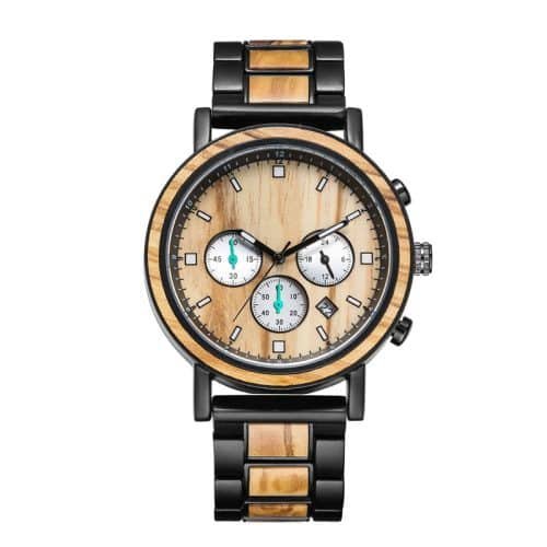 Custom 316L Steel and Solid Wood Men's Watch