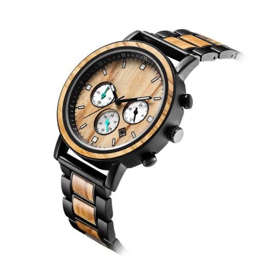 Custom 316L Steel and Solid Wood Men's Watch