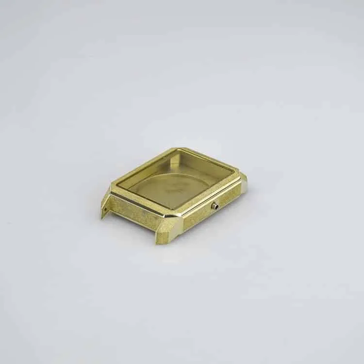 Polished stainless steel watch case with brushed caseback