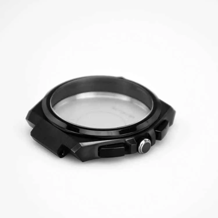 Stainless steel watch case with polished bevel